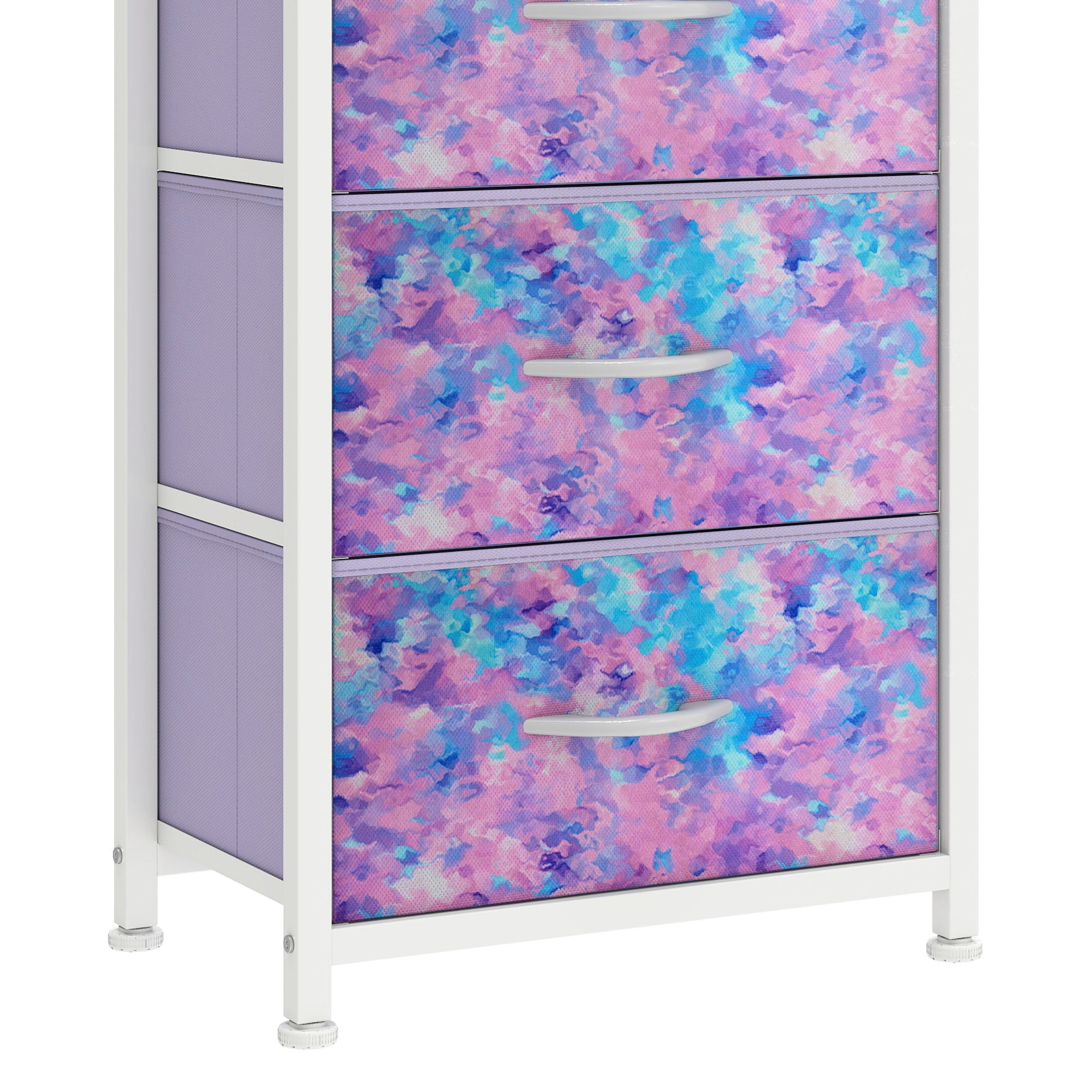 Uforic 4 Drawer Dresser Fabric Chest of Drawers Furniture Storage Organizer for Living Room,,Hallway, Tie-dye Purple