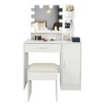 thumbnail image 3 of Smuxee Modern Drawer Vanity Set with Mirror and LED Lights,Makeup Dresser Table with 3 Shelves,White, 3 of 7