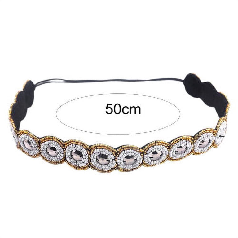 6pcs Rhinestone Beaded Headband, Elastic Jewelry Hair Bands for Lady Women Girl Teenitor 6pcs Rhinestone Beaded Headband, Elastic Jewelry  main image 2