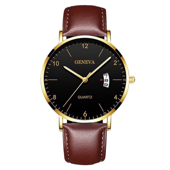 DESIGNICE Mens Watch Leather Watch Quartz Watch Classic Numeral Watch for Business Casual Hands Mens Wrist Watches J