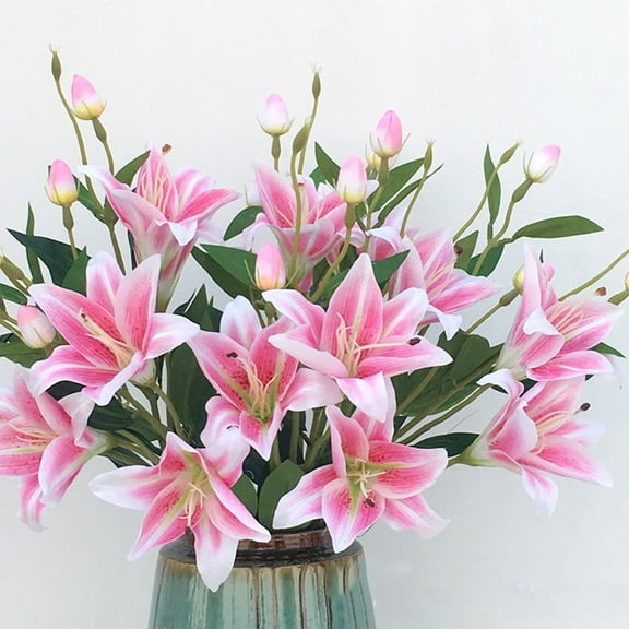 Visland Artificial Lily - Natural Silk Flowers For Bridal Bouquet, Home Decoration, DIY, Arts & Crafts Project, Garden, Office Decor, Centerpiece Décor - 3PCS
