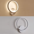 thumbnail image 5 of Lámpara de pared LED de interior moderna, redonda, de color blanco cálido, para dormitorio, sala de estar, escalera, pasillo, CA 220 V, color blanco [clase energética F], 5 of 5