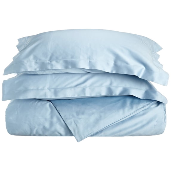 100% Egyptian Cotton Solid Duvet Cover and Pillow Sham Set Light Blue / King/Cal King
