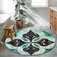 thumbnail image 4 of Abstract Green Black Flowers Round Living Room Rugs 3.3 ft, Vintage Abstract Black Green Flowers Washable Area Rug with Non-Slip Sturdy Edge Binding Round Front Door Mat Floor Carpet for Entryway, 4 of 9