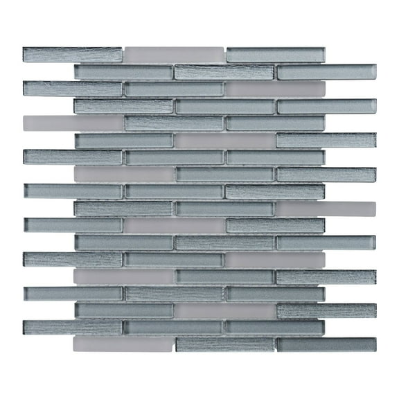 Modket TDH315MG Gray Glossy Matte Texture Blended Glass Brick Joint Mosaic Tile Wall Backsplash