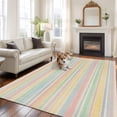 thumbnail image 2 of Colorful Striped Area Rugs 5'x8', Washable Small Throw Rugs for Classroom Bedroom, Modern Farmhouse Vertical Stripes Burlap Indoor Outdoor Rug Non-Slip Low Pile Carpet Runner Reversible Floor Mats, 2 of 8