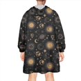 thumbnail image 2 of Wearable Oversized Blanket,Black Gold Sun Moon Planet Star Pattern Wearable Blanket Hoodie for Adults,Cozy Hooded Blankets with Super Pockets,Super Warm Fuzzy Pullover for Women & Men, 2 of 6