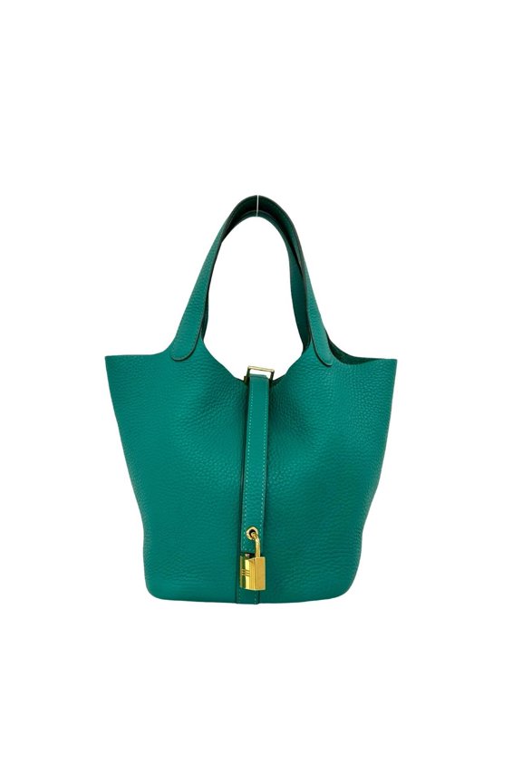 Pre-Owned HERMES Picotin Lock Taurillon Clemence Handbag Mini Tote Bag Vert Vertigo 36067