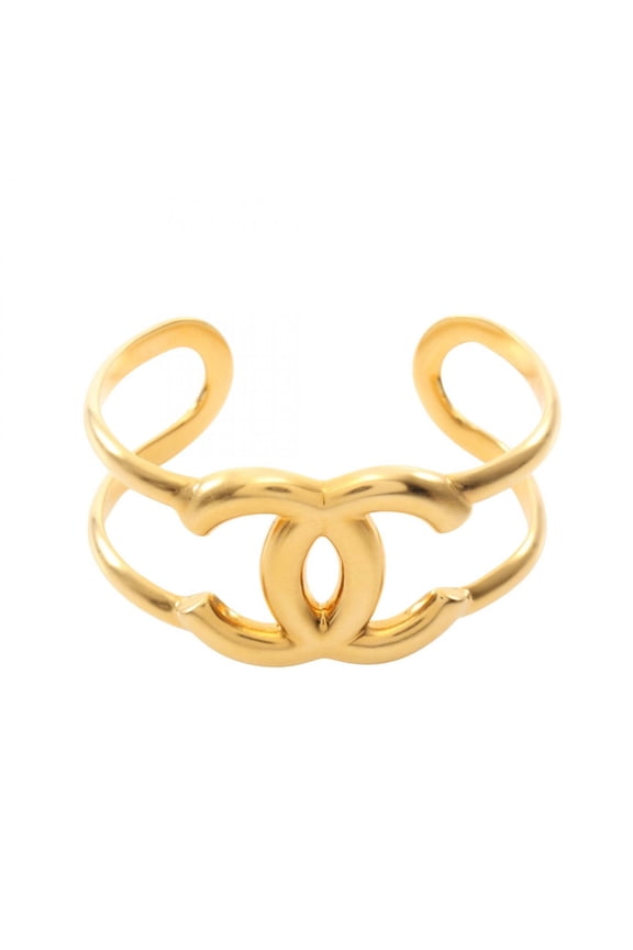 Pre-Owned Chanel Coco Mark Bangle Accessory, Gold Plated (GP), Women's, Tone