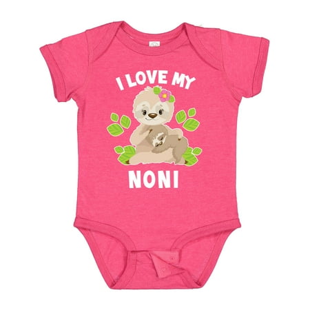 

Inktastic Cute Sloth I Love My Noni with Green Leaves Gift Baby Boy or Baby Girl Bodysuit