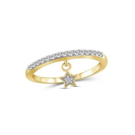 1/5 Carat T.W. White Diamond 14k Gold Over Silver Star Stackable Ring