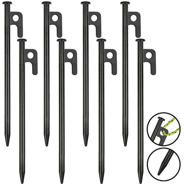 8 Pack Tent Stakes, 12in Heavy Duty Tent Stakes, Non-Rust Metal Tent Pegs Ground Stakes, Camping Stakes for Garden, Hiking