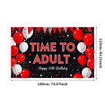 thumbnail image 1 of Red White Balloon Star Themed Happy 18th Birthday Banner, Time to Adult Backdrop Party Decorations Photography Props Decor Background for Birthday Party Celebration Event Photo Booth, 1 of 4