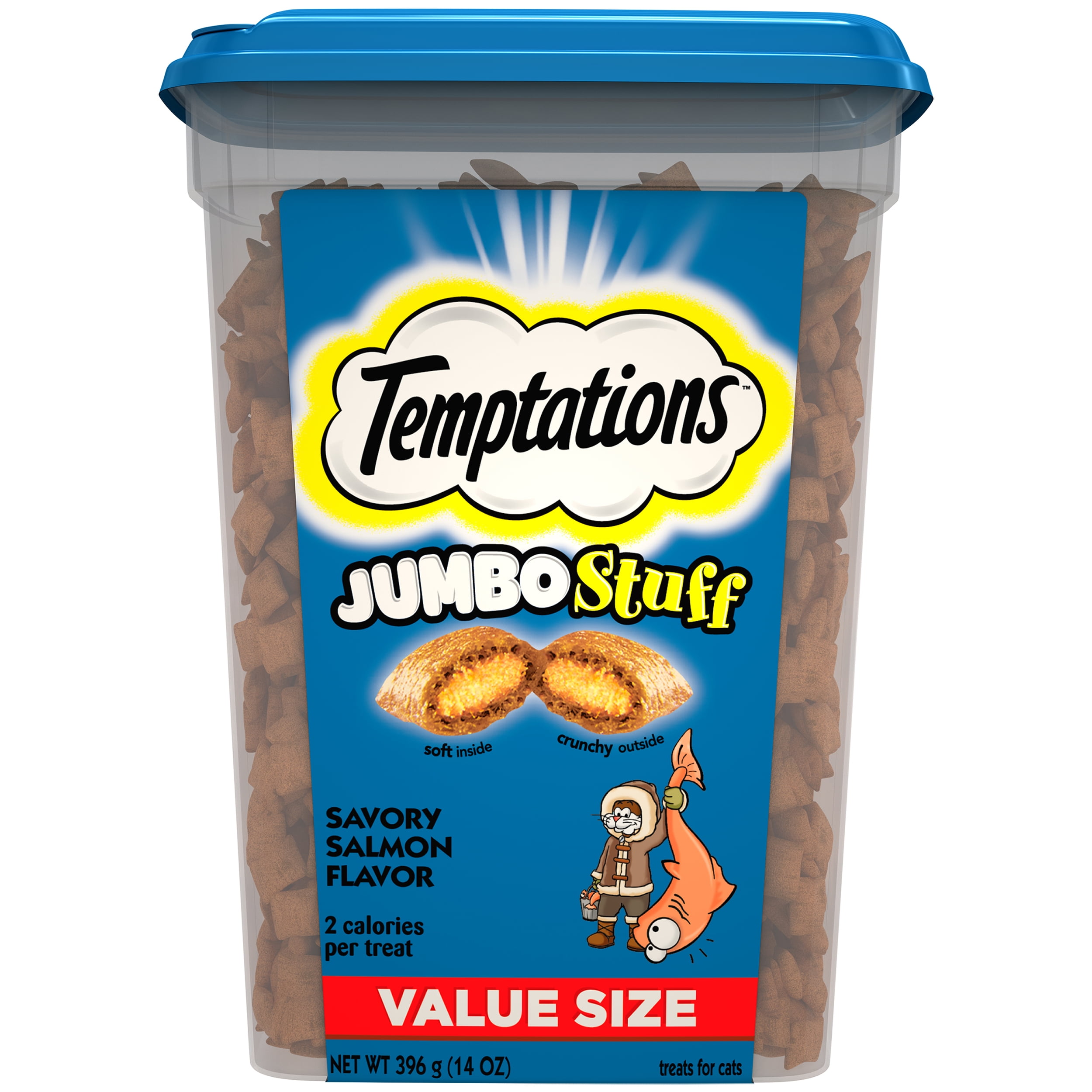 TEMPTATIONS JUMBO Stuff Cat Treats Savory Salmon Flavor 14 Oz Tub 