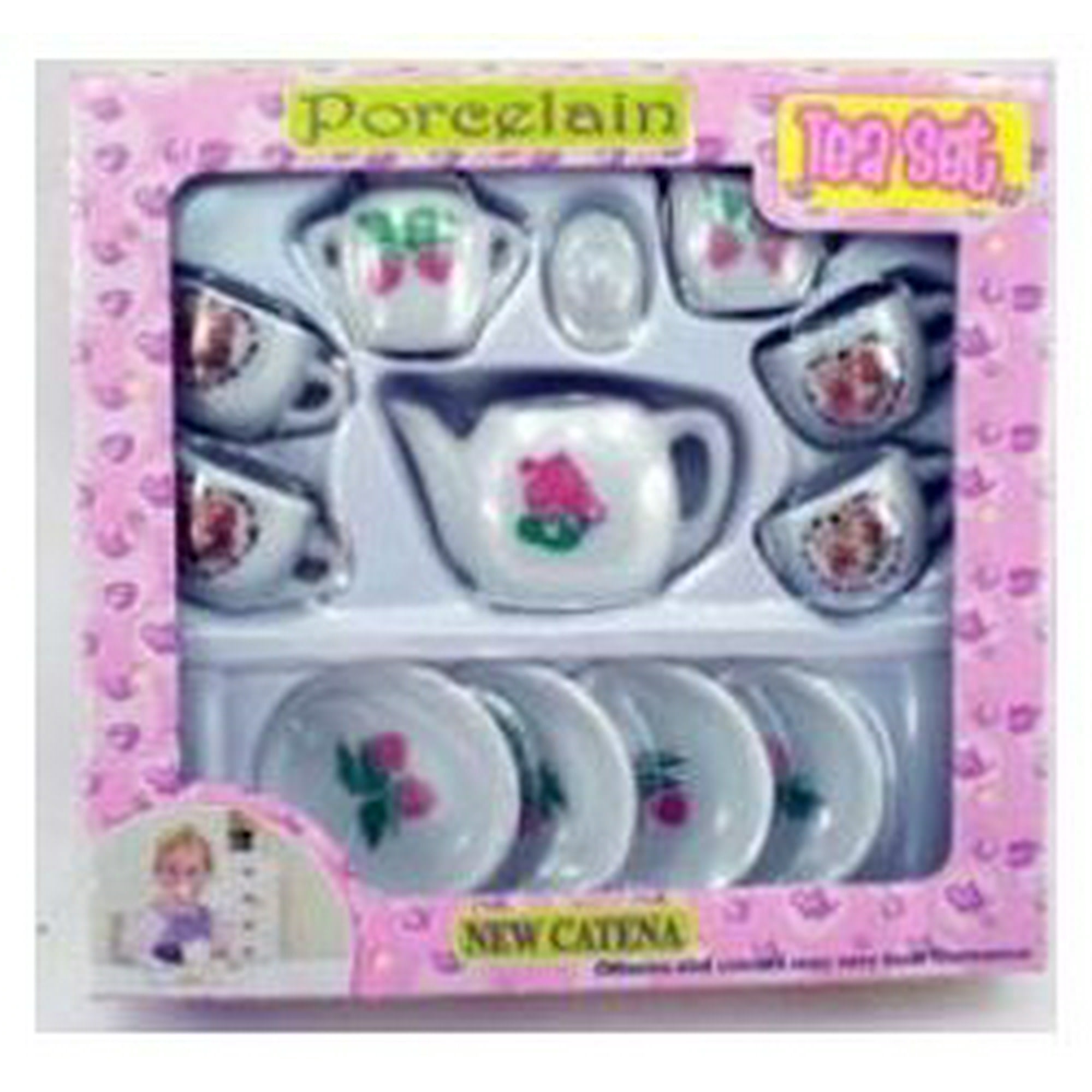 GIRL FUN TOYS 13 Piece Real Porcelain Ceramic Tea Set Toy For Little Girls Walmart