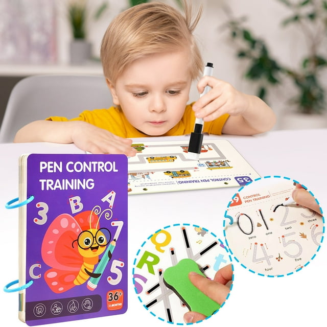 GFHFHITJ Exercise Book Magical Tracing Book Set Reusable Pen and Eraser Practice Tracing Books for Kids Tracing Kbook Sets Early Educational Learning Book for Preschoolers