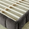 thumbnail image 5 of King Size Wood Bed Frame, Chenille Fabric Grounded Platform Bed with Upholstered Tufted Headboard, No Box Spring Needed, Dark Gray, 5 of 9