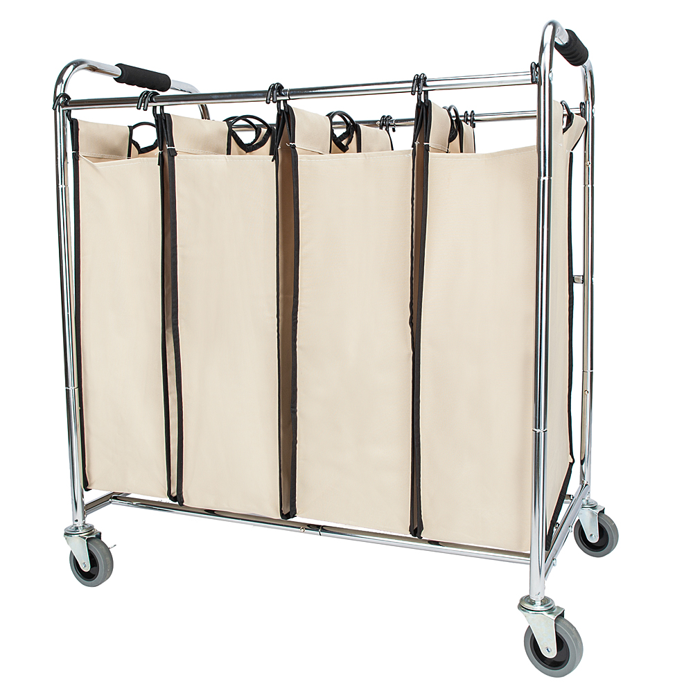 Ktaxon Heavy Duty 4 Bags Rolling Cart Laundry Clothes Hamper Sorter
