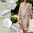 thumbnail image 5 of Yuyamidu Chinese Pink Flower Summer Dresses for Women Midi Linen Size S Loose with Sleeves Linen Long Dresses Flowy Cotton Beach Vacation Dress Chinese Style Outfits, 5 of 6