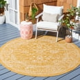 thumbnail image 2 of SAFAVIEH Courtyard Darin Botanical Indoor/Outdoor Area Rug, Gold/Ivory, 6'7" x 6'7" Round, 2 of 10