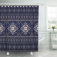 thumbnail image 1 of Cortina de ducha ABPHQTO Borde beige estilo oriental ornamental adornado floral tradicional dorado azul oscuro 165x180 cm, 1 of 2