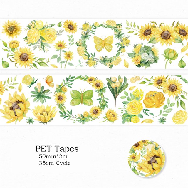Journamm 50mm \ * 2m PET Tape Floral Tema DIY Scrapbooking Decoración Álbum De Fotos Collage Papelería Diario Material Estética Cinta