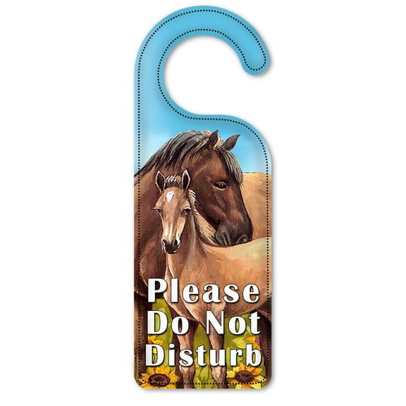 Do Not Disturb Door Knob Hanger Sign - Horses in Sunflowers