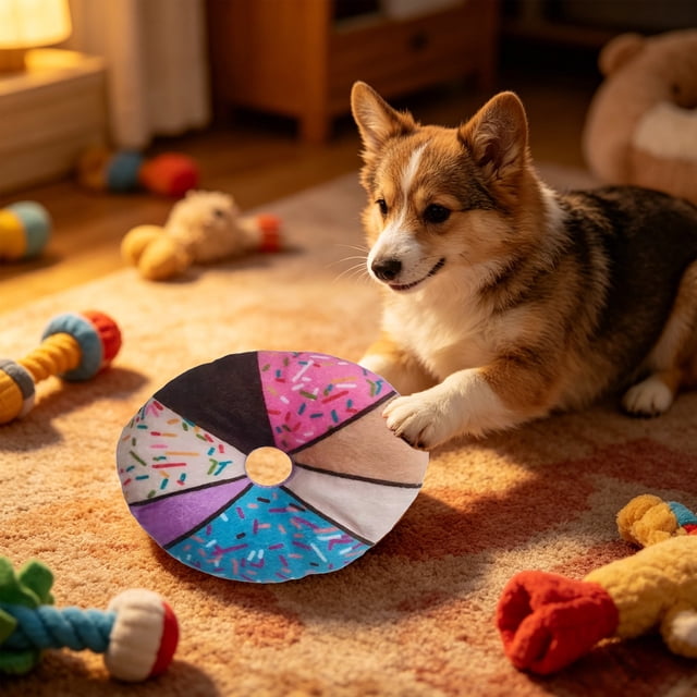 Juguete para Gatos con Forma de Rosquilla y Sonido, con Chirriador Incorporado: Peluche Suave de Tela Cristalina para Juegos Interactivos, Alivio Del Aburrimiento y Momentos de Mimos para Mascotas Pe