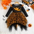 thumbnail image 3 of ENFLASH Baby Girls Orange Halloween Bat Print Dress - Toddler Girl Irregular Tutu Dresses for Kids 9M-5Y, 3 of 8