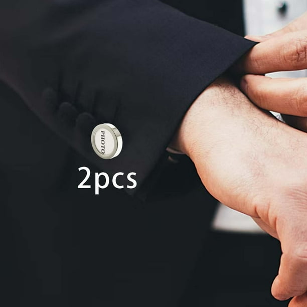2x Gemelos de camisa Accesorios de camisa Gemelos para trajes de banquete Plata Hugo Gemelos de camisa