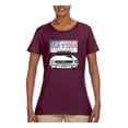 thumbnail image 2 of Wild Bobby, Ford Mustang Country USA 1964 Vintage American License Plate, Cars and Trucks, Women Graphic Tee, Maroon, Small, 2 of 4