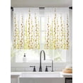 thumbnail image 2 of Sage Green Polka Dots Sheer Curtains 54 Inch Length 2 Panels Set, Yellow Watercolor Abstract Art Voile Window Treatment Rod Pocket Short Kitchen Curtains Drapes for Bedroom 52"x54"x2, 2 of 7