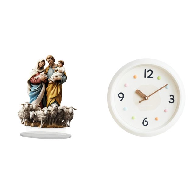 Letrero de mesa,Decoración de escritorio acrílica Rincón festivo Decoración del hogar,Decoración de fiesta Adorno de escritorio Chimenea,Reloj de pared,Reloj de pared decorativo,moderno y