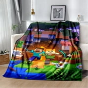Soft and Warm M-Minecraft Blanket Featuring My World Sandbox Game Characters 3D Print Fleece Throw Blanket