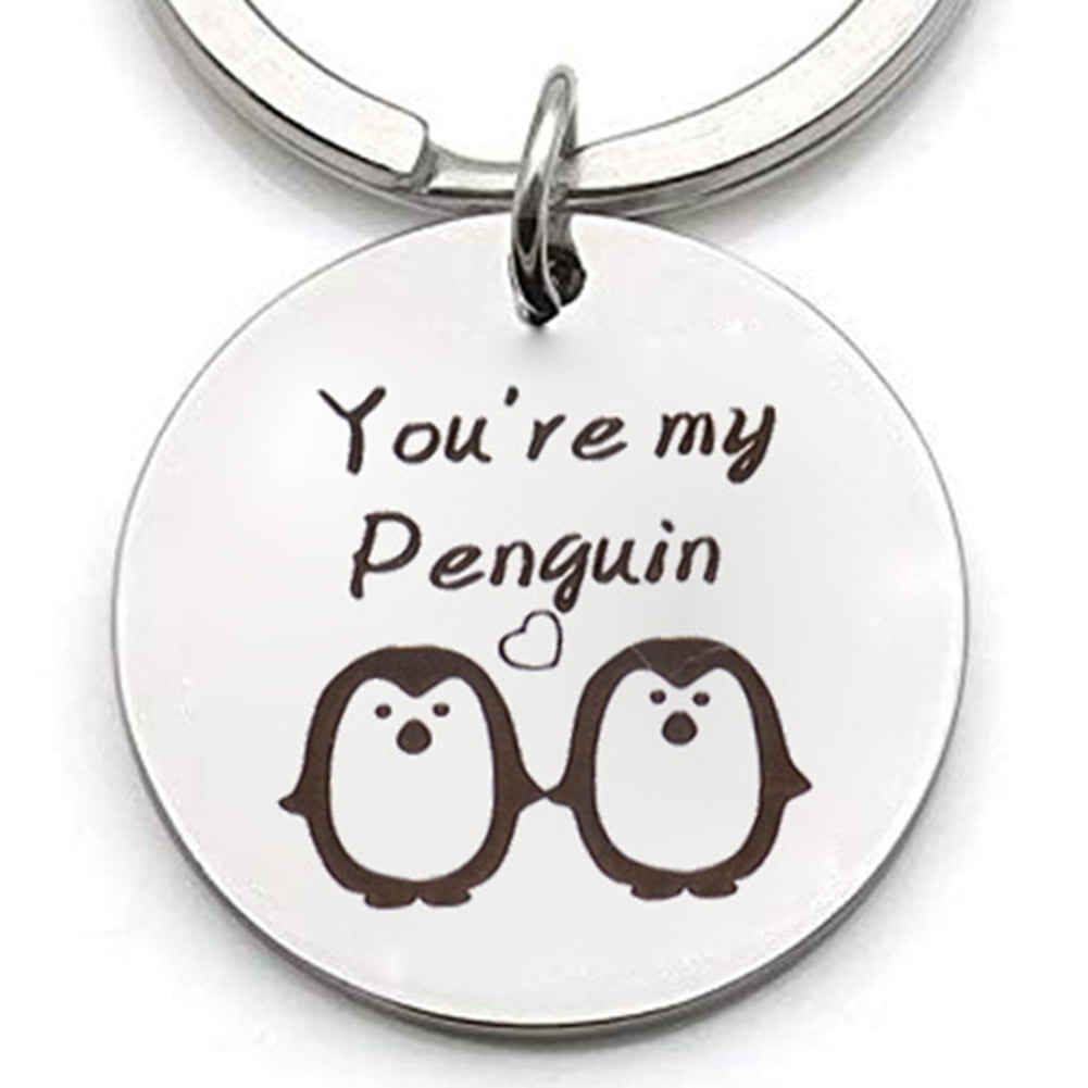 JW_ Stainless Steel You Are My Penguin Key Ring Holder Keychain Couple Gift Details about   HN