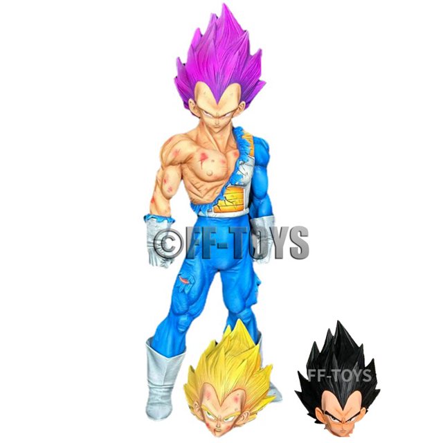 Figuras de acción de Dragon Ball Ultra Ego, Vegeta, cabezas reemplazables, Vegeta, 31CM, PVC, modelo, juguetes, estatua de Anime Gong Bohan LED