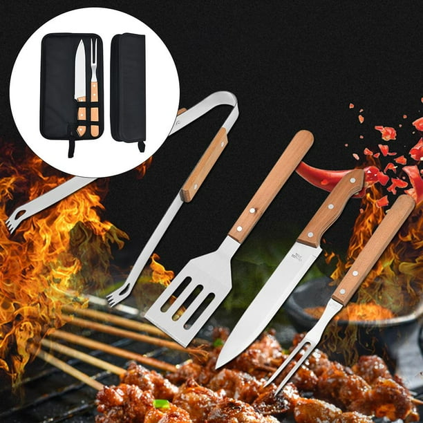 BBQ Tools Set Stainless Steel with Carry Case Cooking Utensil Camping Grill Barbecue Utensil Tool Grill Accessories for Dad Men Gifts 2 piezas shamjiam utensilios de parrilla Walmart en linea