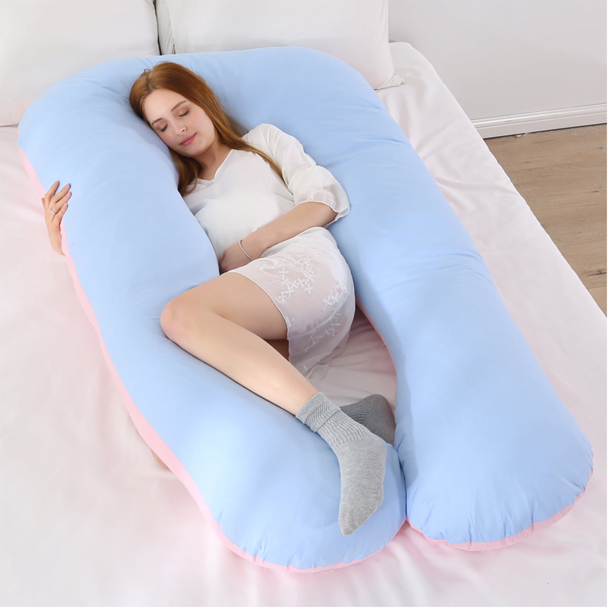 U Shape Maternity Bed Pregnancy Pillow Full Body Cotton Sleeping Support Belly 