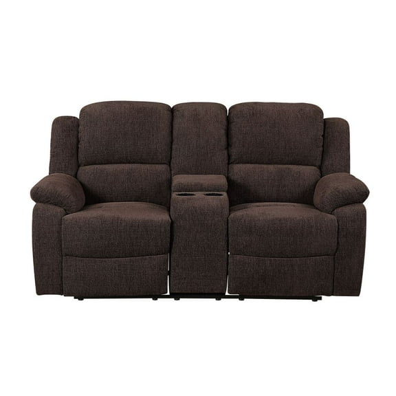 70"L X 39"D X 39"H Madden Loveseat w/Console (Motion), Brown Chenille