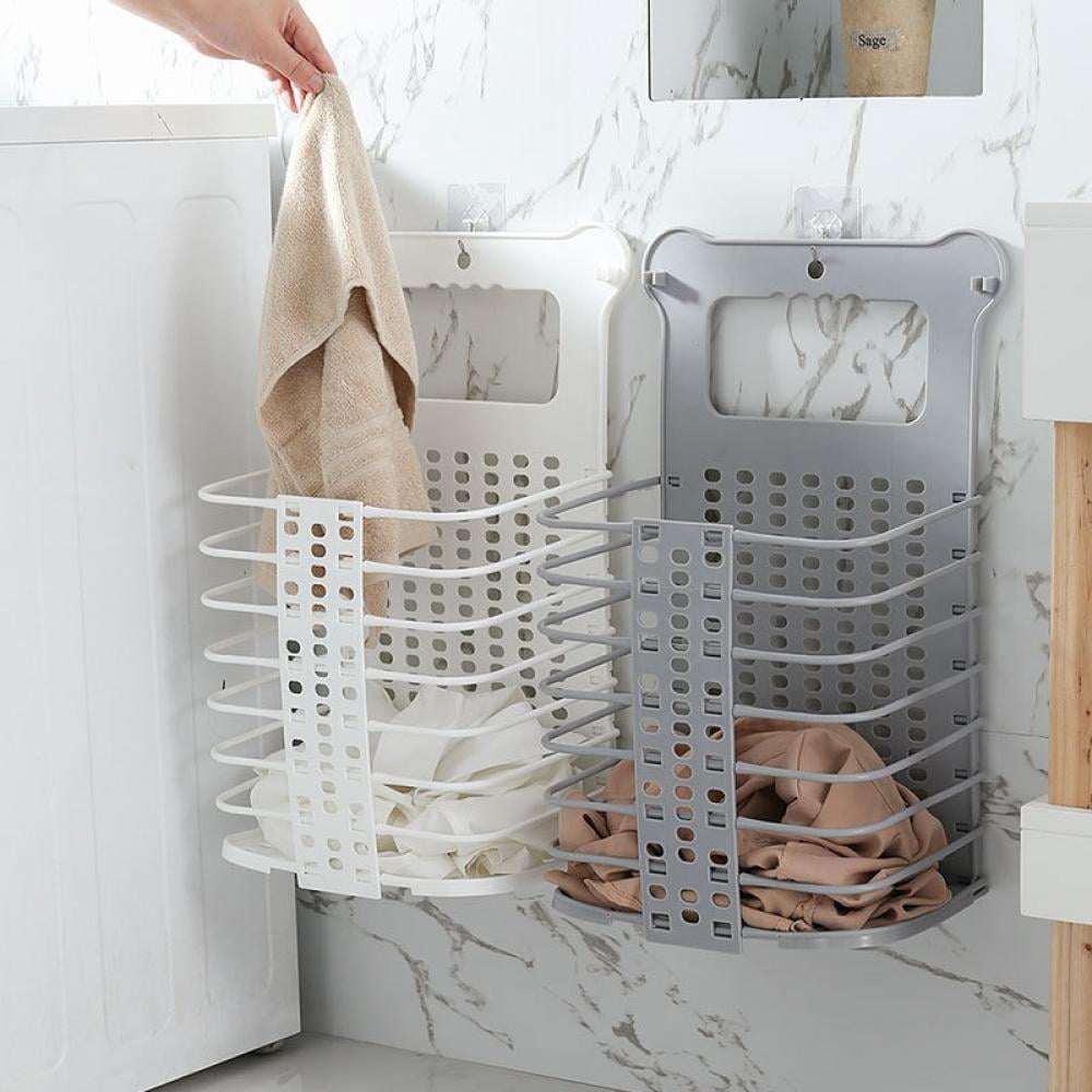 Details about   Wall Mounted Laundry Basket Foldable Dirty Clothe Bathroom Storage Organizer Bag 