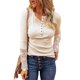 thumbnail image 1 of Camiseta de manga larga con cuello redondo para mujer, ropa informal ajustada con botones y costuras de encaje, Color liso, para otoño e invierno, nueva, 1 of 5