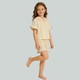 thumbnail image 5 of BOOMNY Girls 2 Peice Pajamas Sets Soft Short Sleeve Sleepwear Tops Shorts Pjs Set for Kids Cozy Loungewear Homewear, 5 of 6