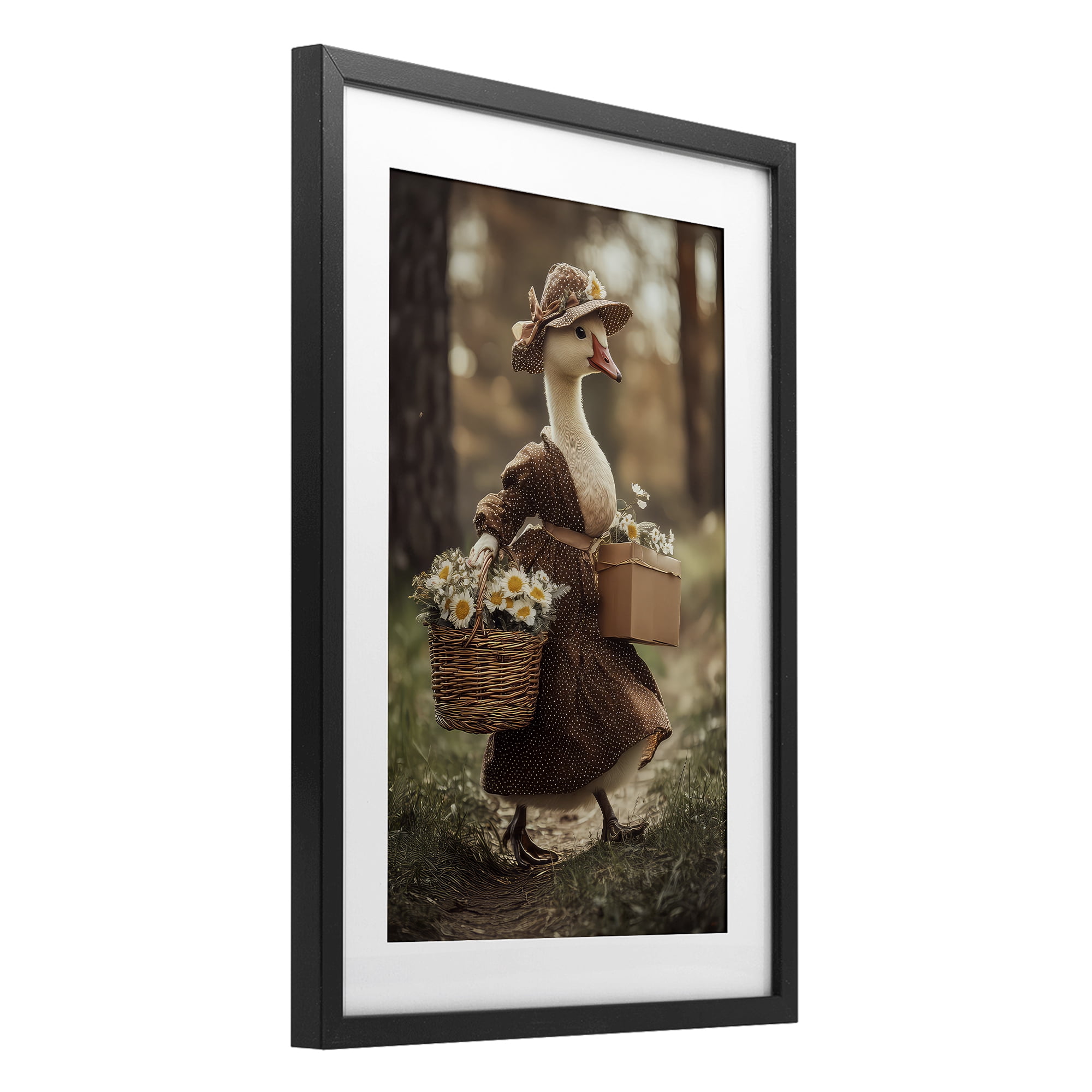 Stupell Industries Mother Goose with Flowers Black Framed Print Under Glass, design by The Wands Want
