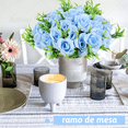 thumbnail image 4 of 5 Ramos Flores Rose Artificiales Rama Decorativa 35 Flores AZUL, 4 of 5