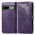 thumbnail image 2 of SaniMore for Google Pixel 7 6.3" 2022 Wallet Case with Embossed Mandala PU Leather Flip Protection Wrist Strap Credit Card Holder Pocket Kickstand Shockproof Case For Google Pixel 7, Purple, 2 of 7