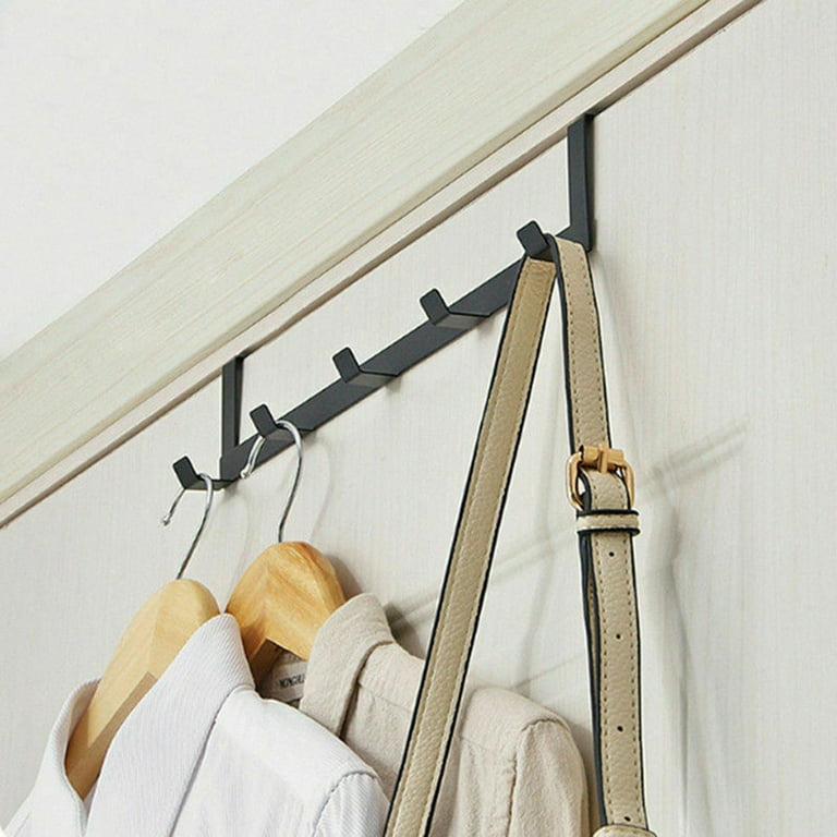 Herrnalise Over Door Hanger Heavy Duty Door Hook Hanging Towel Robe Coat  Clothes Bag Belt Over Door Rack for Bathroom Bedroom Closet Dorm Extra  Black
