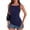 Navy, variant on Women’s Square Neck Sleeveless Top with Side Ruched Detailing and Asymmetrical Hemline Casual Fitted Tank Blouse White 2XL