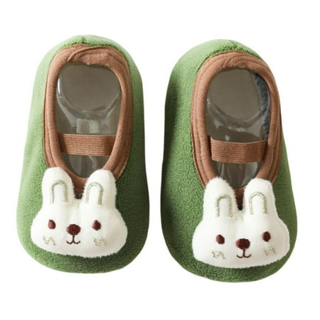 

Mightlink 1 Pair Sock Shoes Cozy Lovely Soft Non-slip Adorable Keep Warm Plush Toddler Cartoon Bunny Socks for Indoor