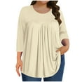 thumbnail image 3 of DIOAZUD Womens Plus Size Tops 3/4 Sleeve Tunic Crew Neck Shirts Summer Casual Loose Blouse Pleated Flowy Beach Tunic Top, 3 of 7