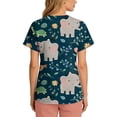 thumbnail image 5 of Kixjoy Scrub Tops Women Oversized Medical Animal Printed Scrubs V Neck Stretchy Short Sleeve Top Lightweight Casual Blouses for Women with Pockets, Dark Green L, 5 of 6